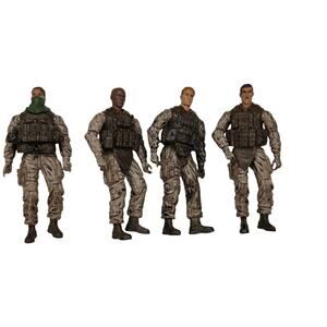Army Infantry Soldier Blue Box Toys 3.5" Military Figures lot of 4